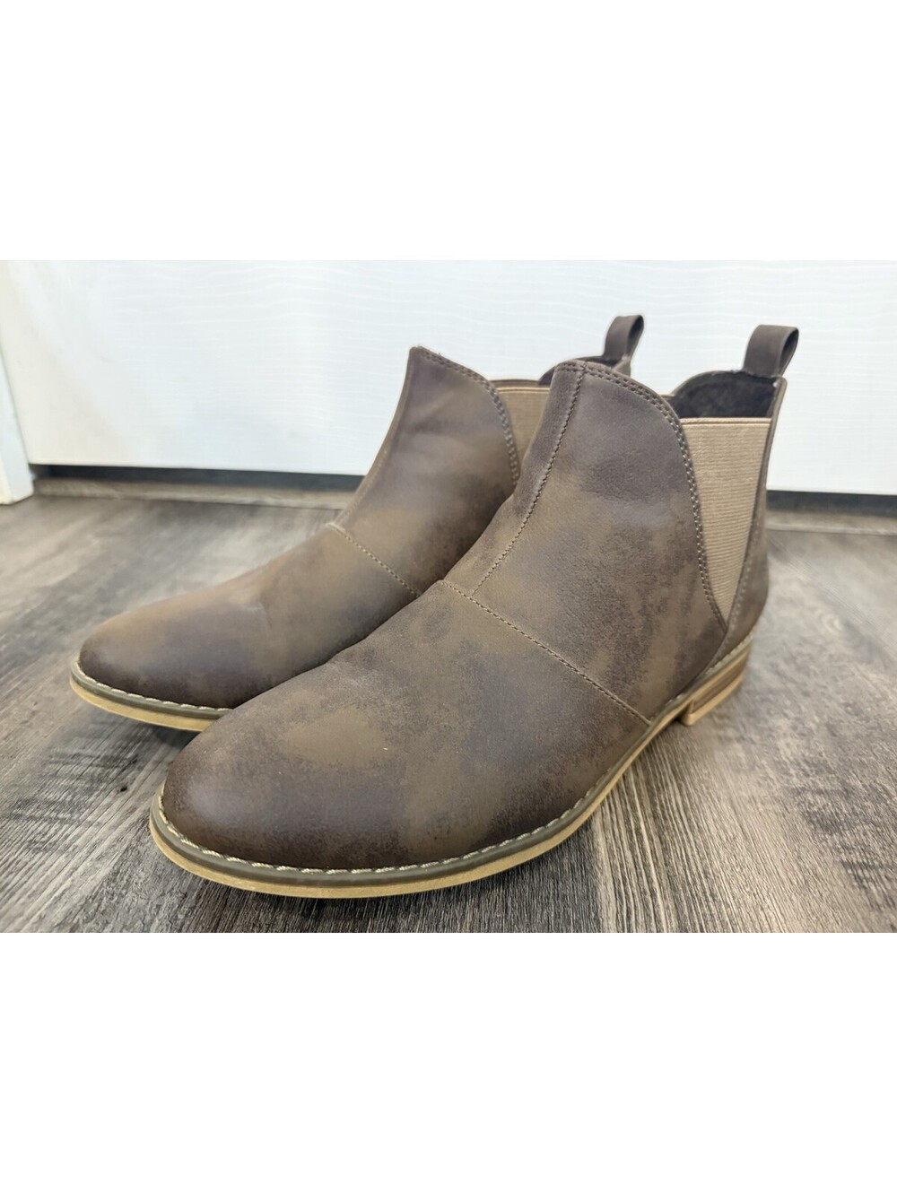 Rocket Dog Boots Womens Sz 10 Maylon Pull On Chelsea Bootie Brown Faux Leather